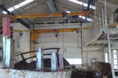 ABUS overhead travelling crane DLVM and wall-mounted jib crane LW and column-mounted slewing crane VS