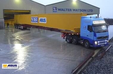 ABUS crane is transported from the company Walter Watson Ltd. to the company Autolaunch Ltd. 