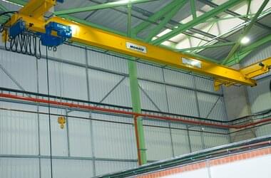 ABUS single girder overhead travelling crane with monorail trolley type E in the press and stamping line in South Africa