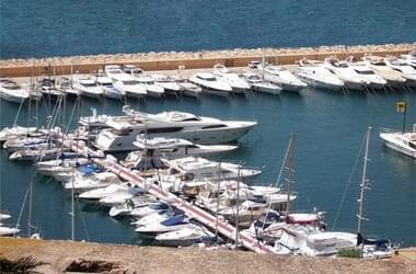 Pleasure boats and yachts at the harbour in Spain 