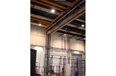 Overhead travelling crane helps to build the basic framework for the Wagner Operas stage set