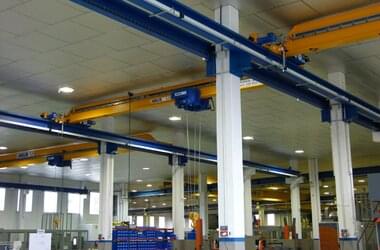 Three ABUS single girder overhead travelling cranes in CAPE's modern manufacturing facility