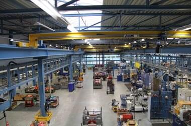 View of production hall of the company NedTrain Componenten, which provides maintenance of trains in the Netherlands