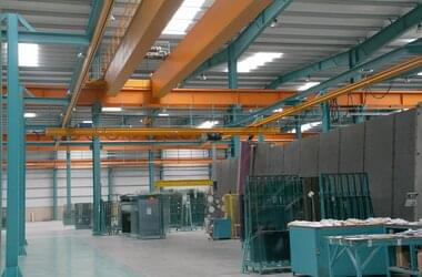 ABUS cranes for processing the glass of components of the company TVITEC in Spain 
