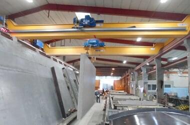 Single girder travelling crane type ELS at Elementpartner in Norway