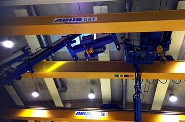 Assembly of an auxiliary hoist on double girder travelling crane in Brunvoll company