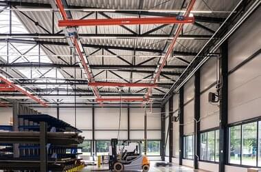 Suspended rail system for holding all materials in the warehouse