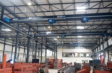 ELK type single girder travelling cranes with two wire rope hoists each