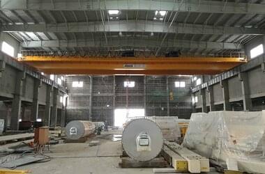 Double girder travelling crane with  walkway in production hall of Longchen Paper Group company