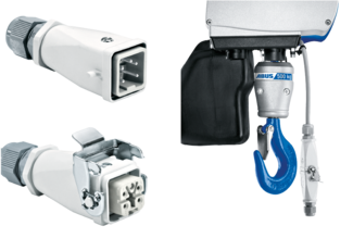 Connection plug for additional device 3/N/PE on chain hoist