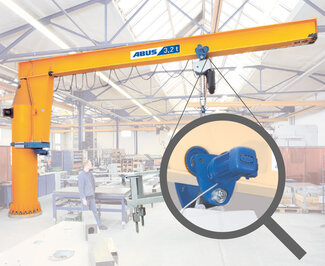 Electric trolley travel in the case of a pillar-mounted slewing crane
