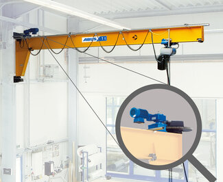 Electric slewing in wall-mounted jib cranes