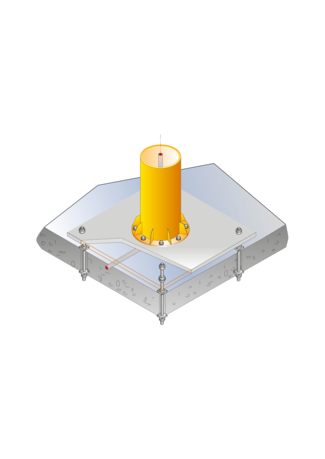  Fastening with intermediate plate on a concrete false ceiling