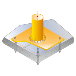  Fastening with intermediate plate on a concrete false ceiling