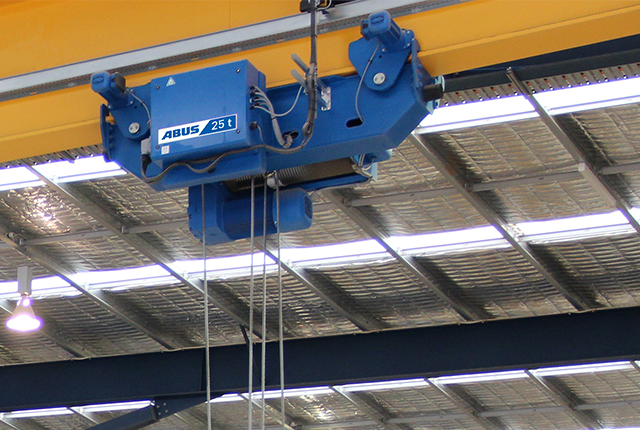 ABUS Type U under-flange trolley on a crane system.
